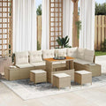 Conjunto de sofás de jardín 10 pcs Beige ratán sintético