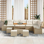 Conjunto de sofás de jardín 10 pcs Beige ratán sintético