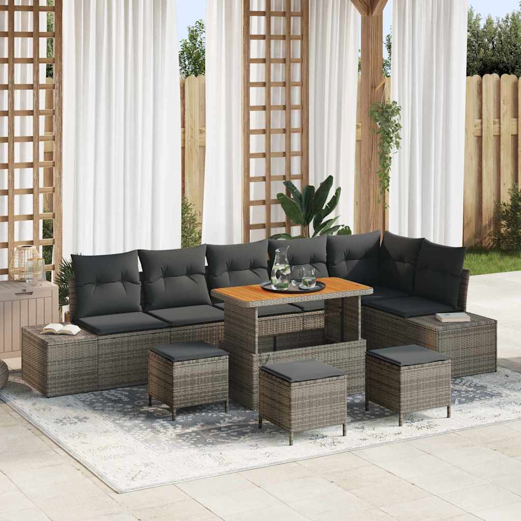 Conjunto de Sofás de Jardim 10 peças Bege vime sintético
