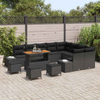 Conjunto de sofás de jardín 13 pcs Negro ratán sintético