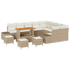 Conjunto de sofás de jardín 13 pcs Beige ratán sintético