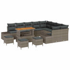 Conjunto de sofás de jardín 13 pcs Gris ratán sintético