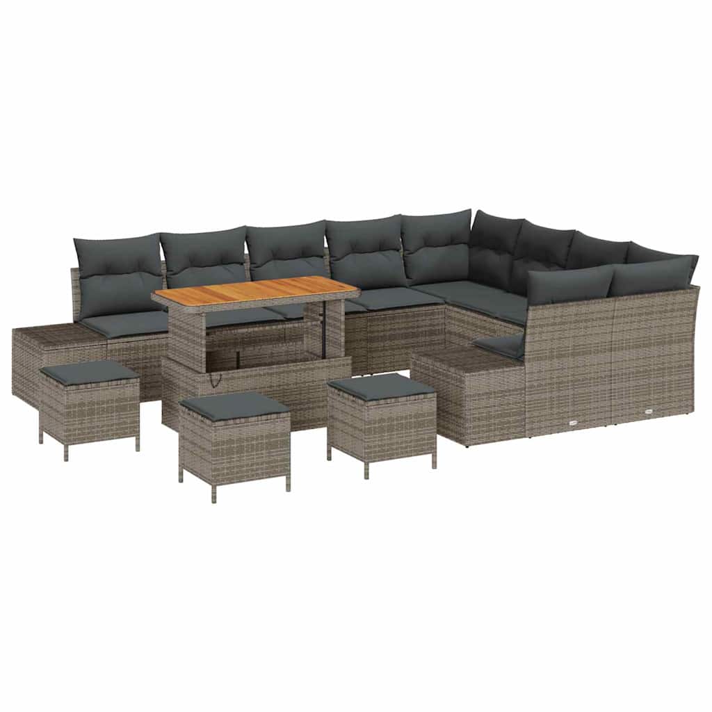 Conjunto de sofás de jardín 13 pcs Gris ratán sintético