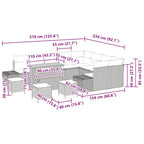 Conjunto de sofás de jardín 13 pcs Gris ratán sintético