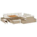 Conjunto de sofás de jardín 13 pcs Beige ratán sintético