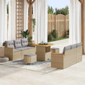 Conjunto de sofás de jardín 9 pcs Beige ratán sintético