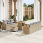 Conjunto de sofás de jardín 10 pcs Beige ratán sintético