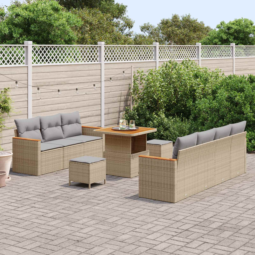 Conjunto de sofás de jardín 10 pcs Beige ratán sintético