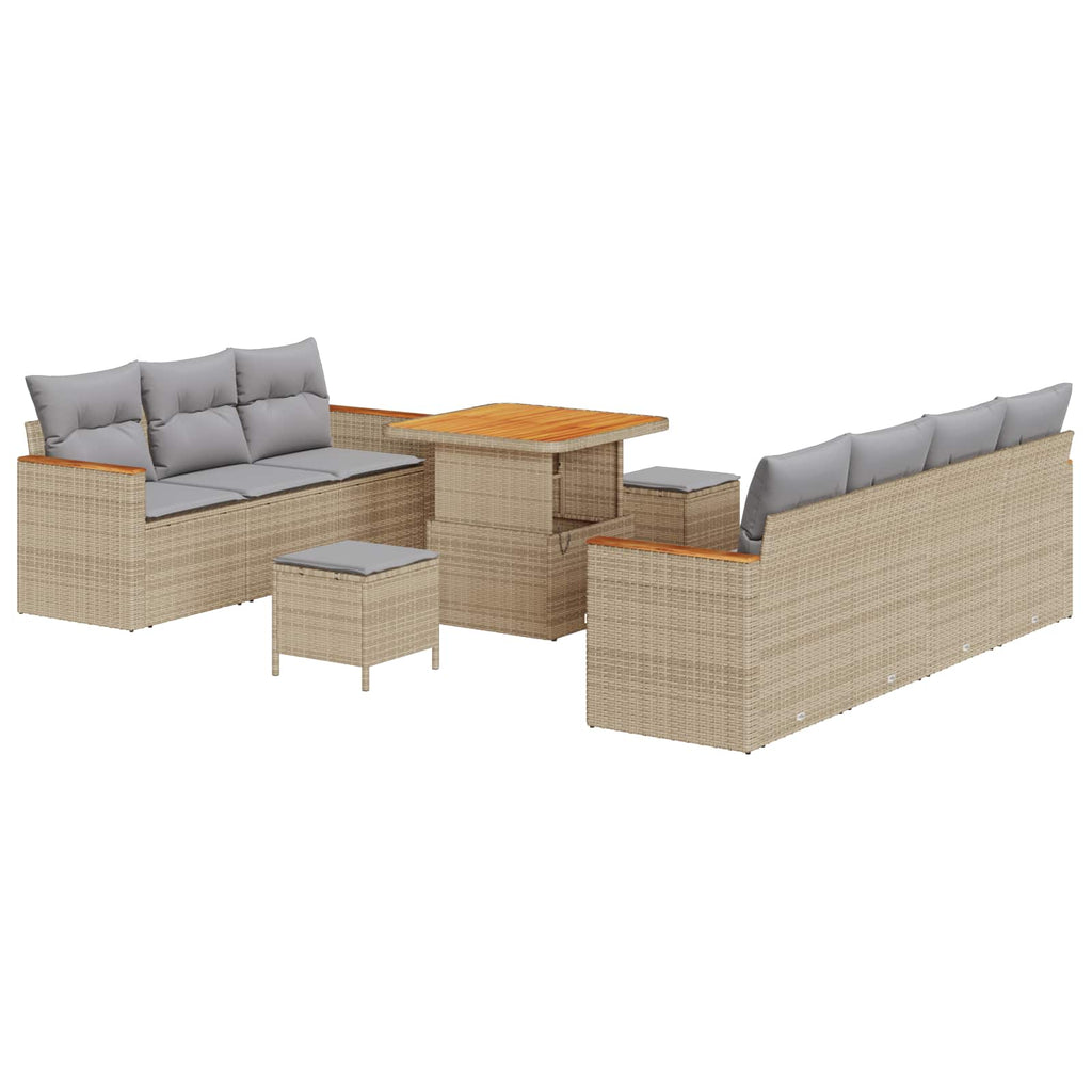 Conjunto de sofás de jardín 10 pcs Beige ratán sintético
