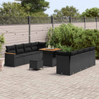 Conjunto de sofás de jardín 11 pcs Negro ratán sintético