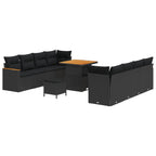 Conjunto de sofás de jardín 11 pcs Negro ratán sintético