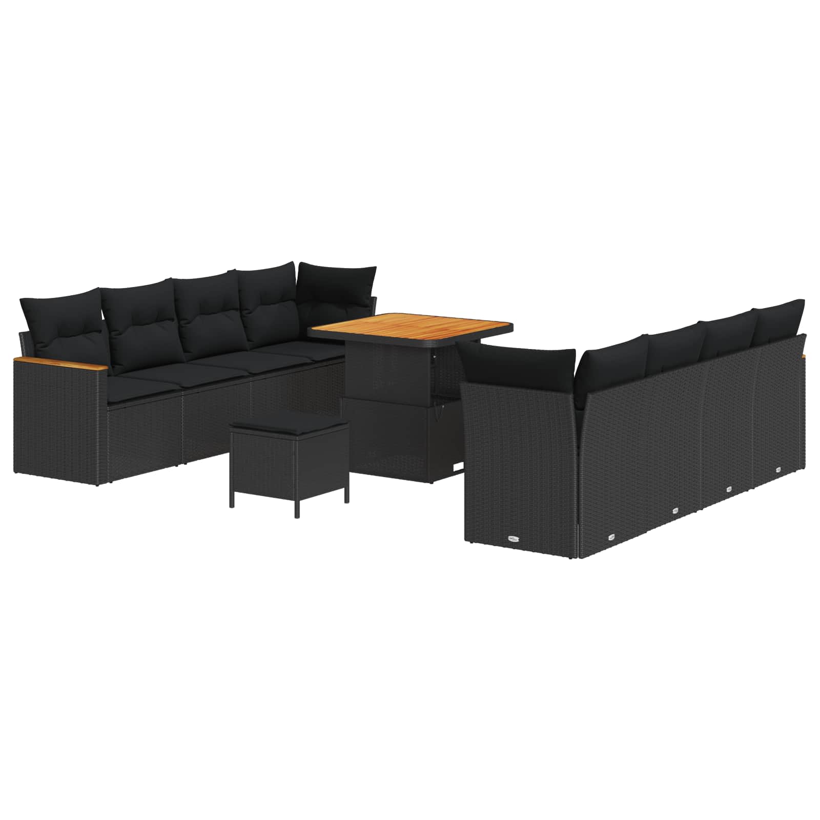 Conjunto de sofás de jardín 11 pcs Negro ratán sintético