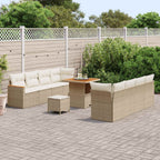 Conjunto de sofás de jardín 11 pcs Beige ratán sintético