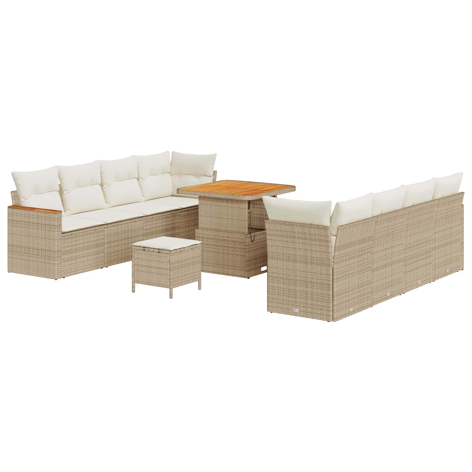 Conjunto de sofás de jardín 11 pcs Beige ratán sintético