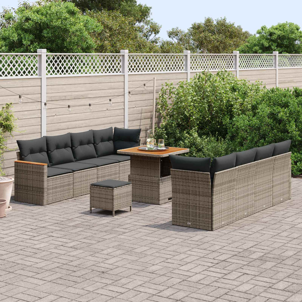 Conjunto de sofás de jardín 11 pcs Gris ratán sintético