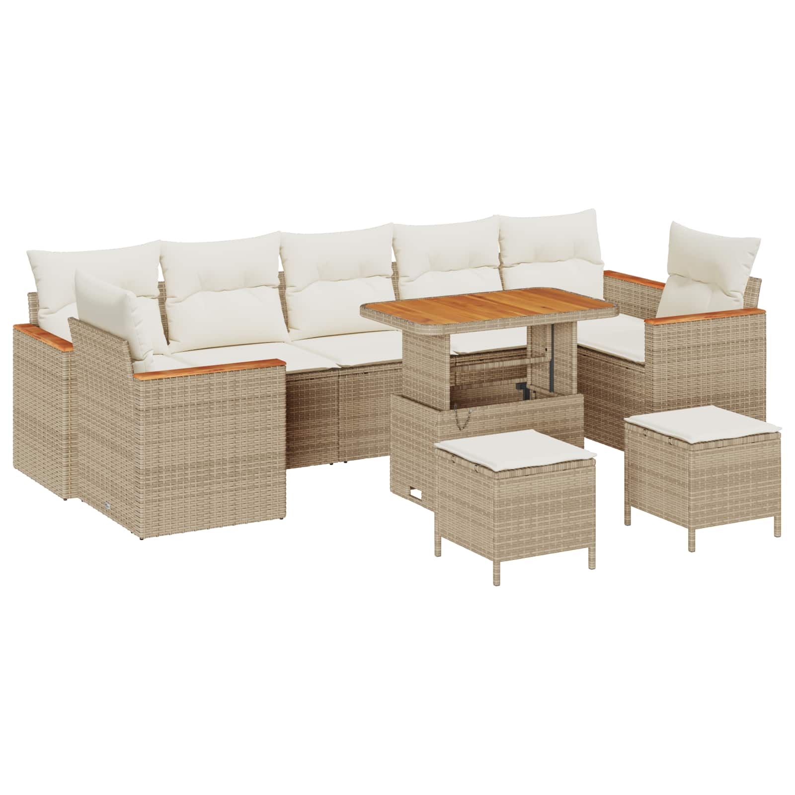 Conjunto de sofás de jardín 10 pcs Beige ratán sintético