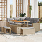 Conjunto de sofás de jardín 8 pcs Beige ratán sintético