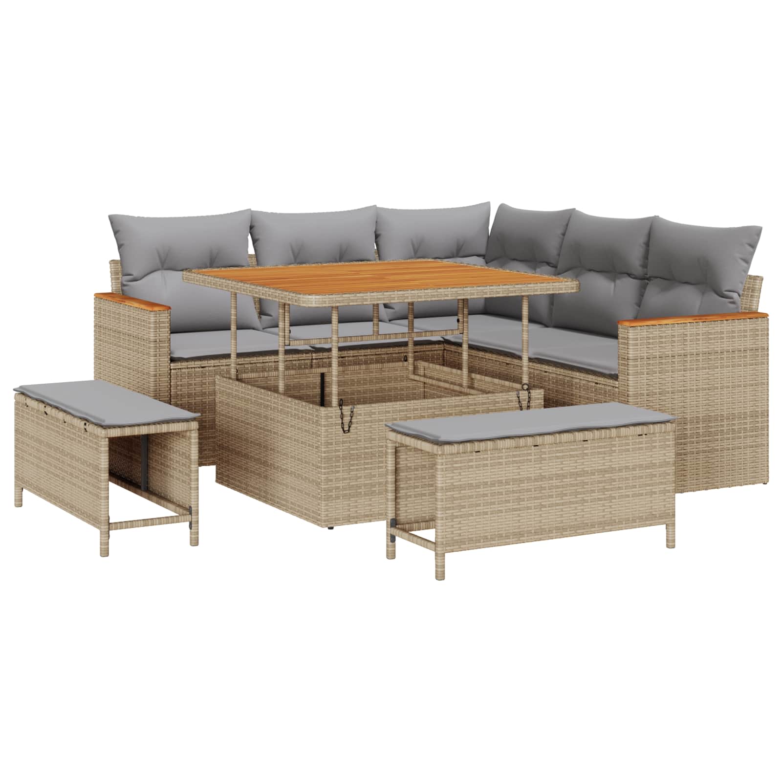 Conjunto de sofás de jardín 8 pcs Beige ratán sintético