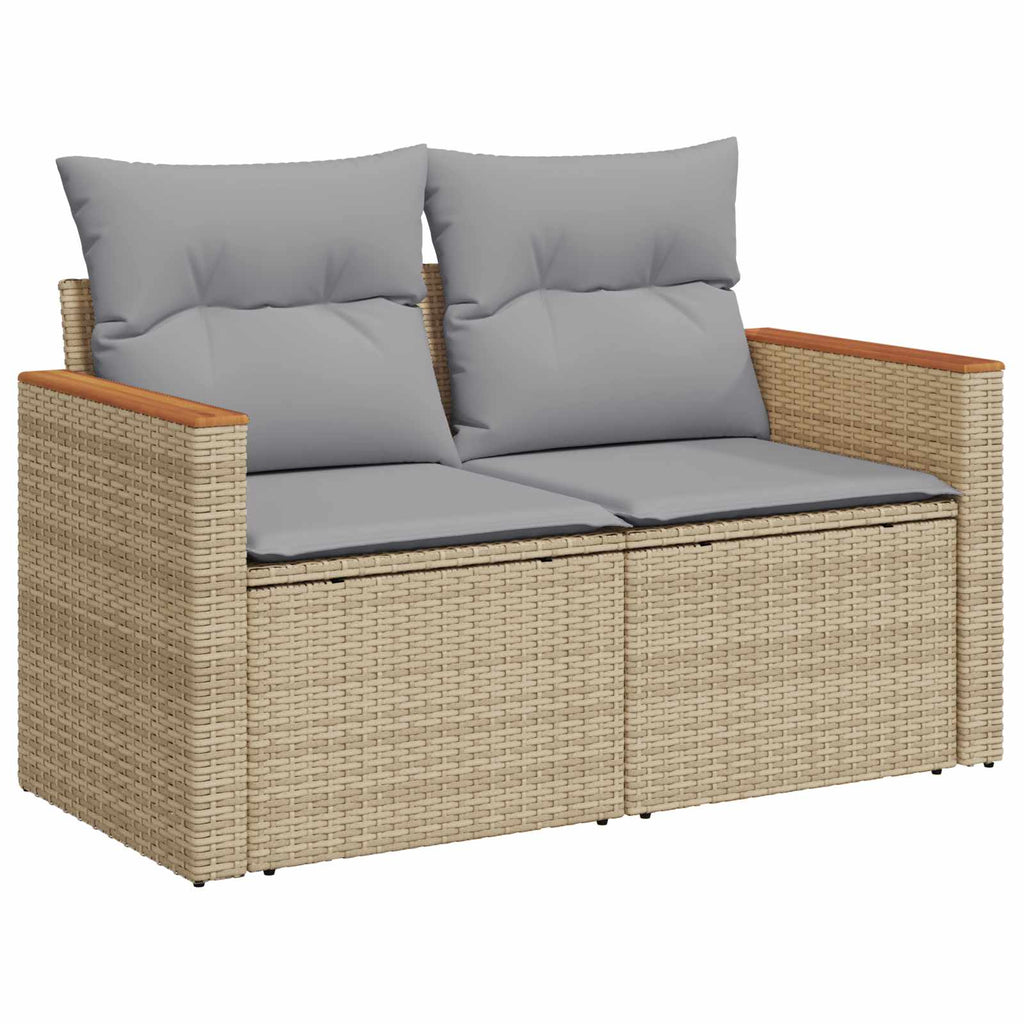 Conjunto de sofás de jardín 8 pcs Beige ratán sintético
