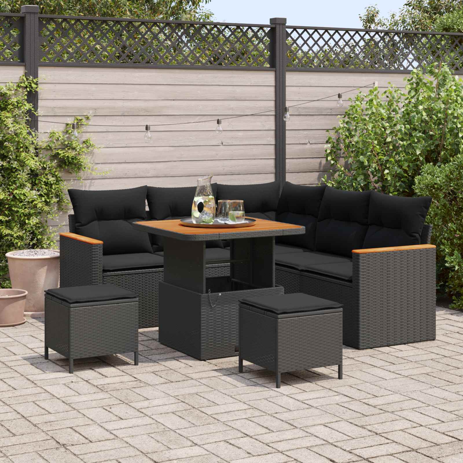 Conjunto de sofás de jardín 8 pcs Beige ratán sintético
