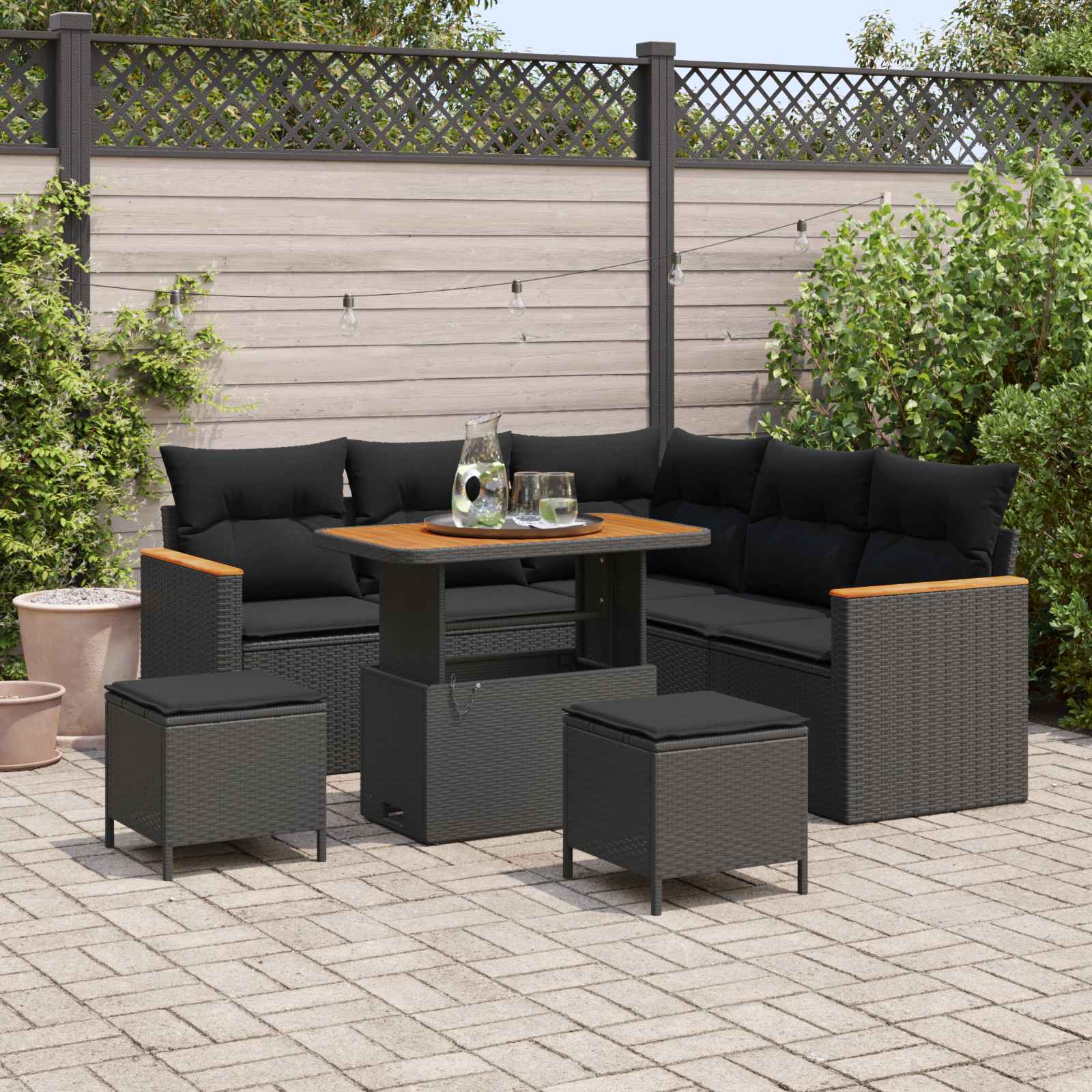 Conjunto de sofás de jardín 8 pcs Beige ratán sintético
