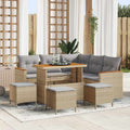 Conjunto de sofás de jardín 9 pcs Beige ratán sintético