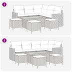 Conjunto de sofás de jardín 9 pcs Beige ratán sintético