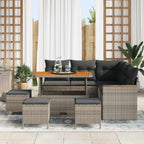 Conjunto de sofás de jardín 9 pcs Gris ratán sintético