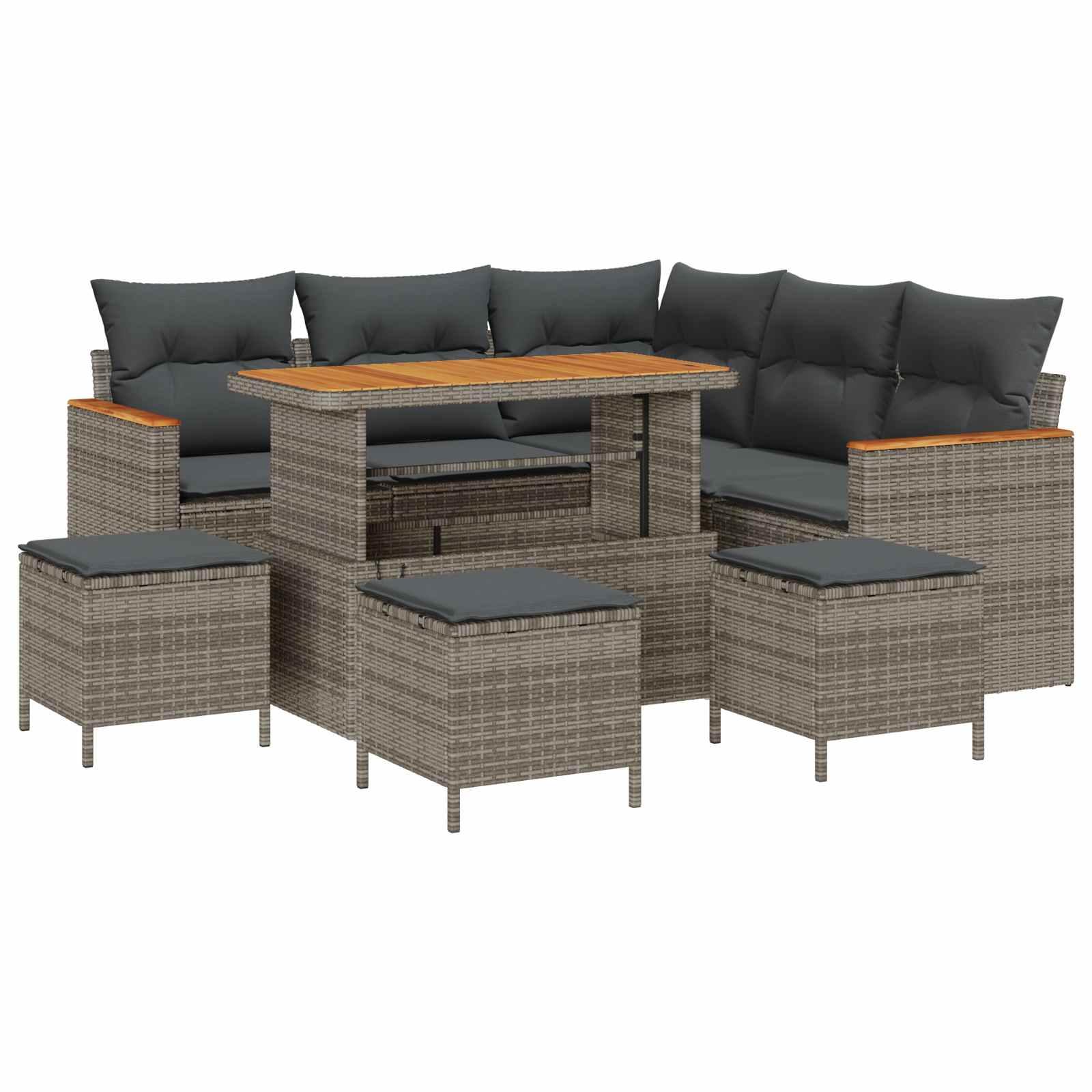 Conjunto de sofás de jardín 9 pcs Gris ratán sintético