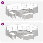Conjunto de sofás de jardín 9 pcs Beige ratán sintético
