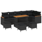 Conjunto de sofás de jardín 10 pcs Negro ratán sintético