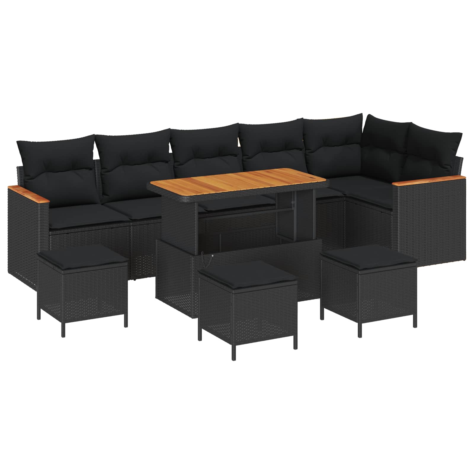 Conjunto de sofás de jardín 10 pcs Negro ratán sintético