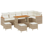 Conjunto de sofás de jardín 10 pcs Beige ratán sintético