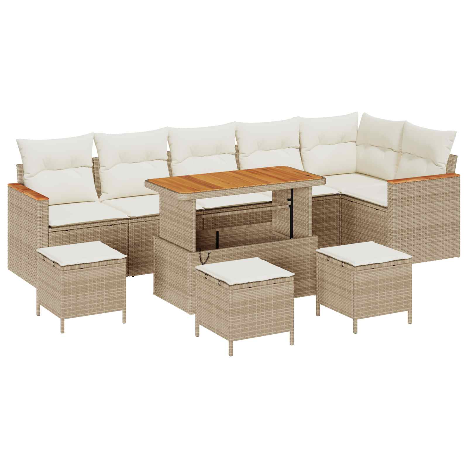 Conjunto de sofás de jardín 10 pcs Beige ratán sintético