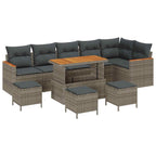 Conjunto de sofás de jardín 10 pcs Gris ratán sintético