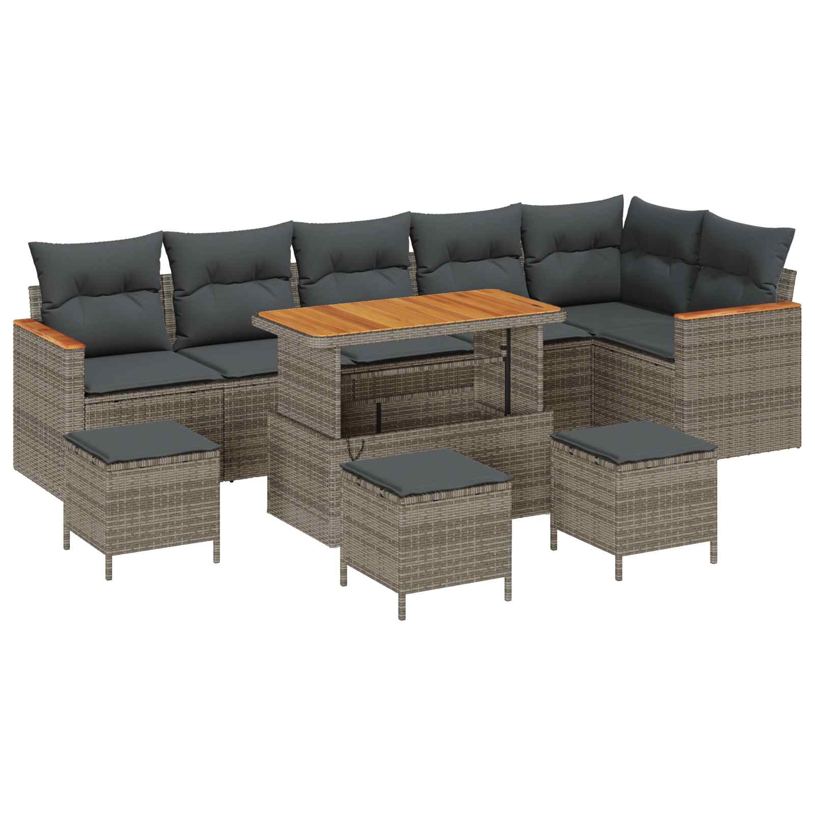 Conjunto de sofás de jardín 10 pcs Gris ratán sintético