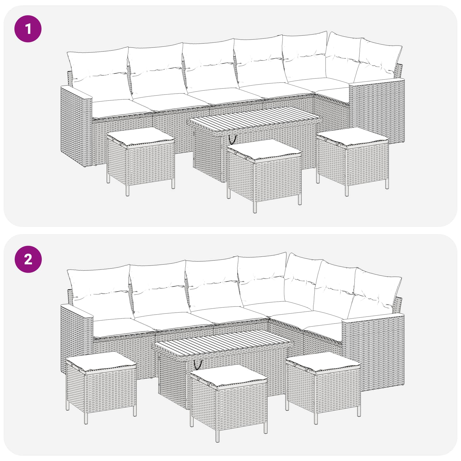 Conjunto de sofás de jardín 10 pcs Gris ratán sintético