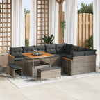 Conjunto de sofás de jardín 12 pcs Beige ratán sintético