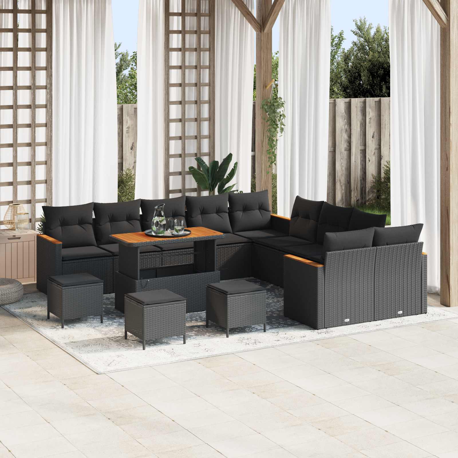 Conjunto de Sofás de Jardim 11 pcs Bege Polirratan
