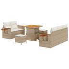 Conjunto de sofás de jardín 8 pcs Beige ratán sintético
