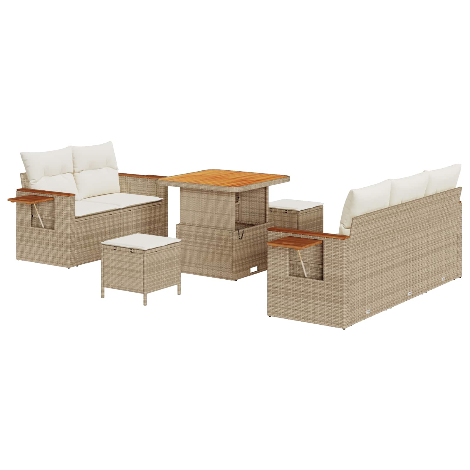 Conjunto de sofás de jardín 8 pcs Beige ratán sintético