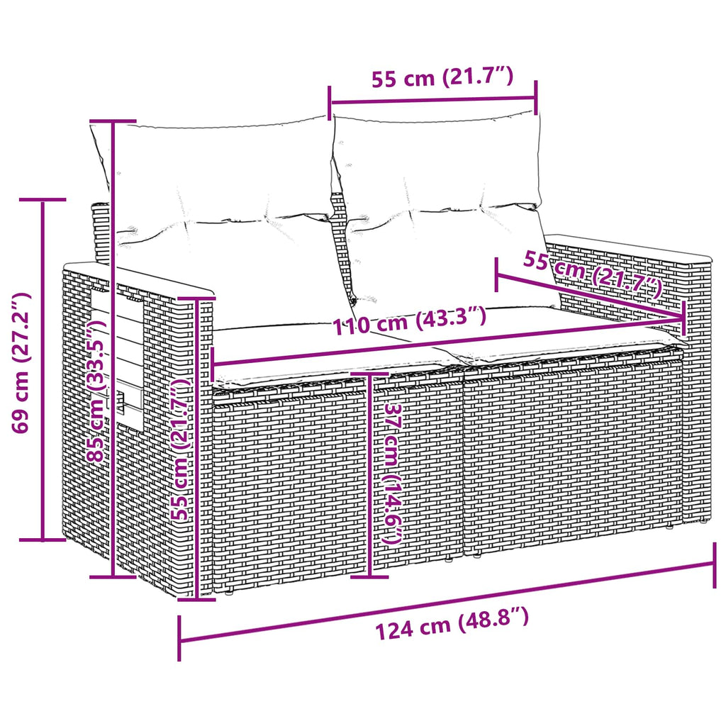 Conjunto de sofás de jardín 8 pcs Beige ratán sintético