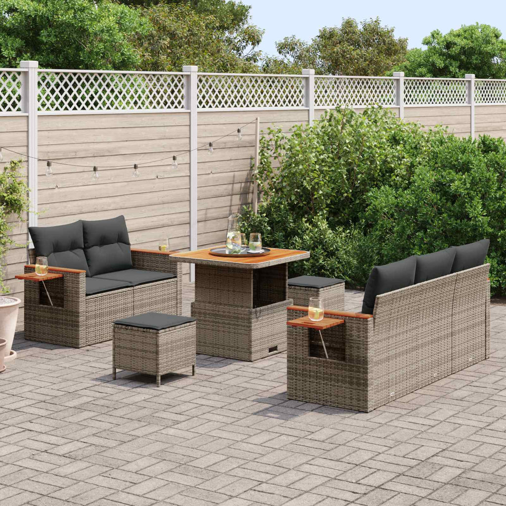 Conjunto de sofás de jardín 8 pcs Gris ratán sintético