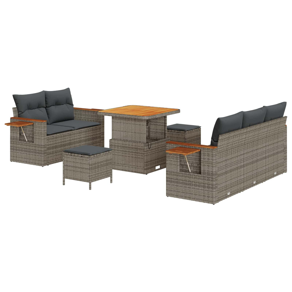 Conjunto de sofás de jardín 8 pcs Gris ratán sintético