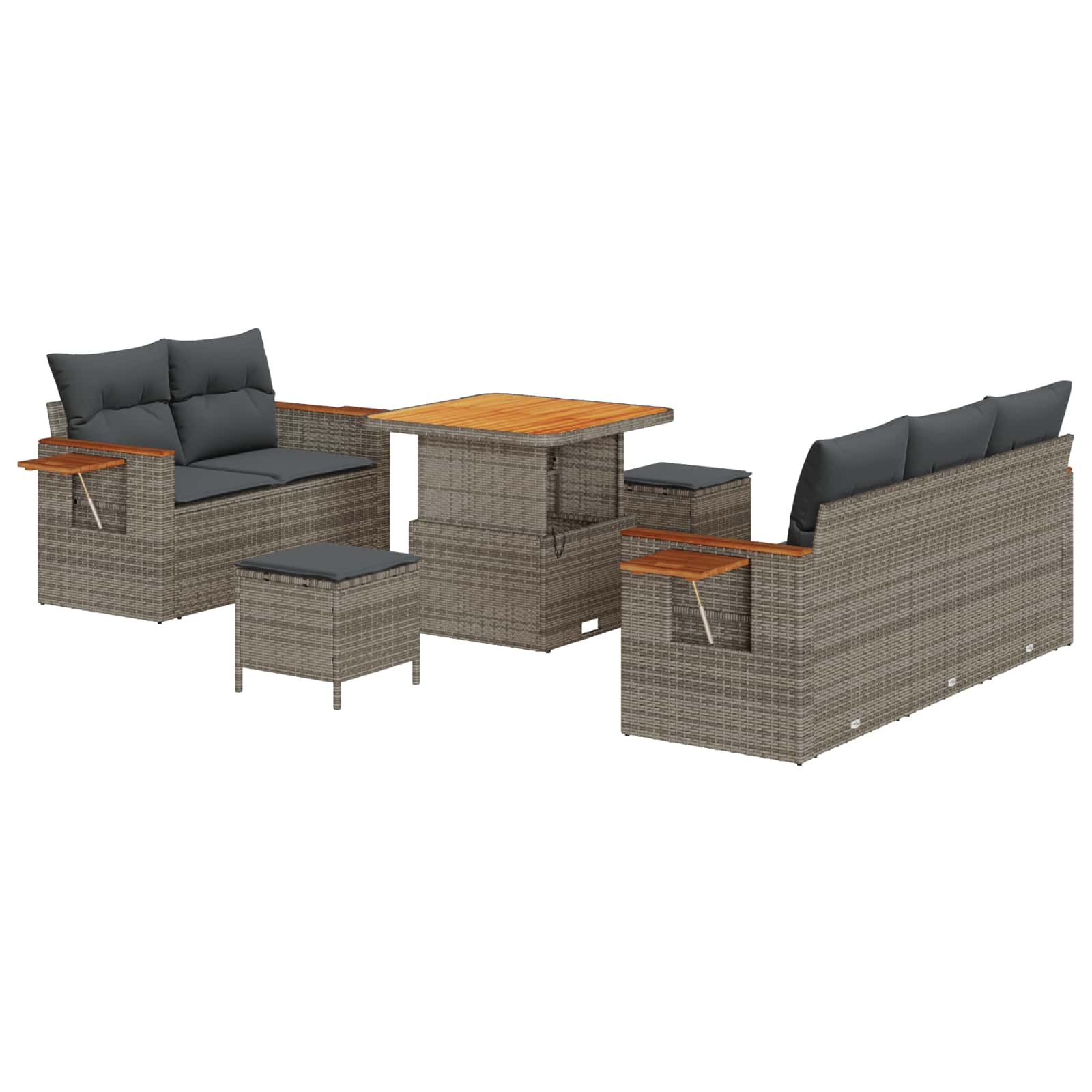 Conjunto de sofás de jardín 8 pcs Gris ratán sintético