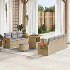 Conjunto de sofás de jardín 10 pcs Beige ratán sintético