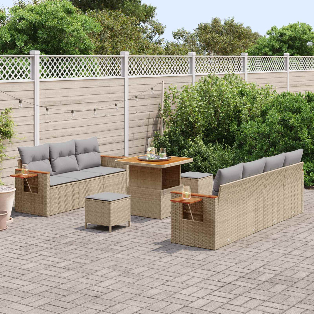Conjunto de sofás de jardín 10 pcs Beige ratán sintético