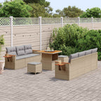 Conjunto de sofás de jardín 10 pcs Beige ratán sintético