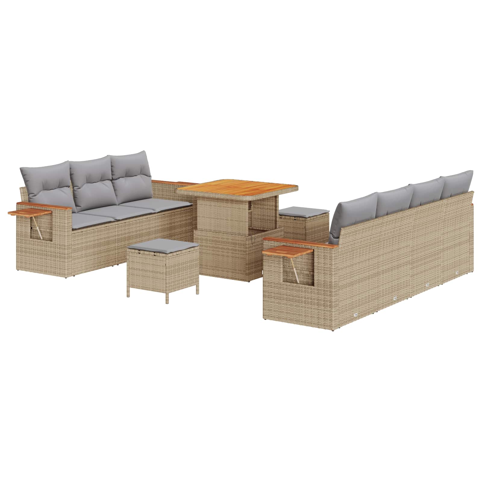Conjunto de sofás de jardín 10 pcs Beige ratán sintético