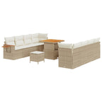 Conjunto de sofás de jardín 11 pcs Beige ratán sintético